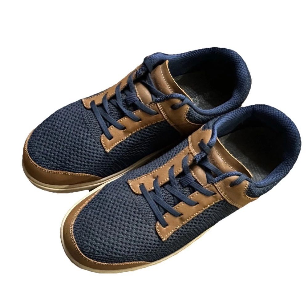 Orthofeet Tabor Orthopedic Shoes Sneakers Blue Brown Mens Size 10 Wide EE